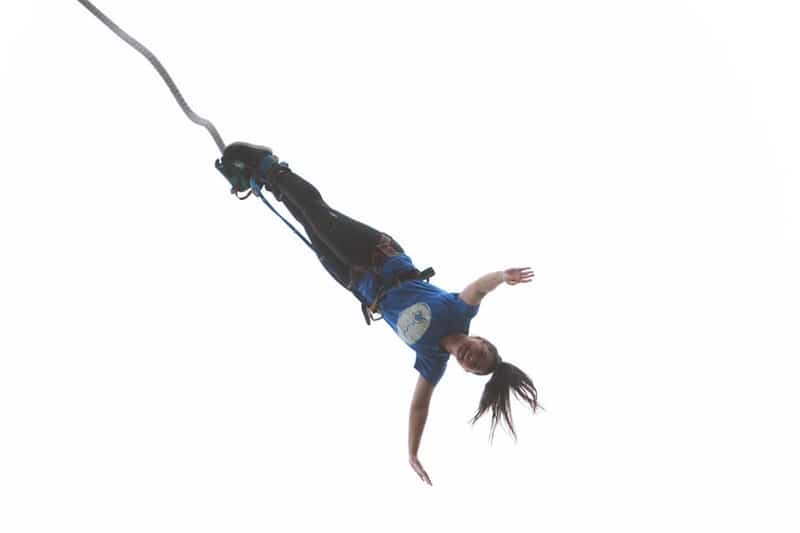 woman bungee jumping